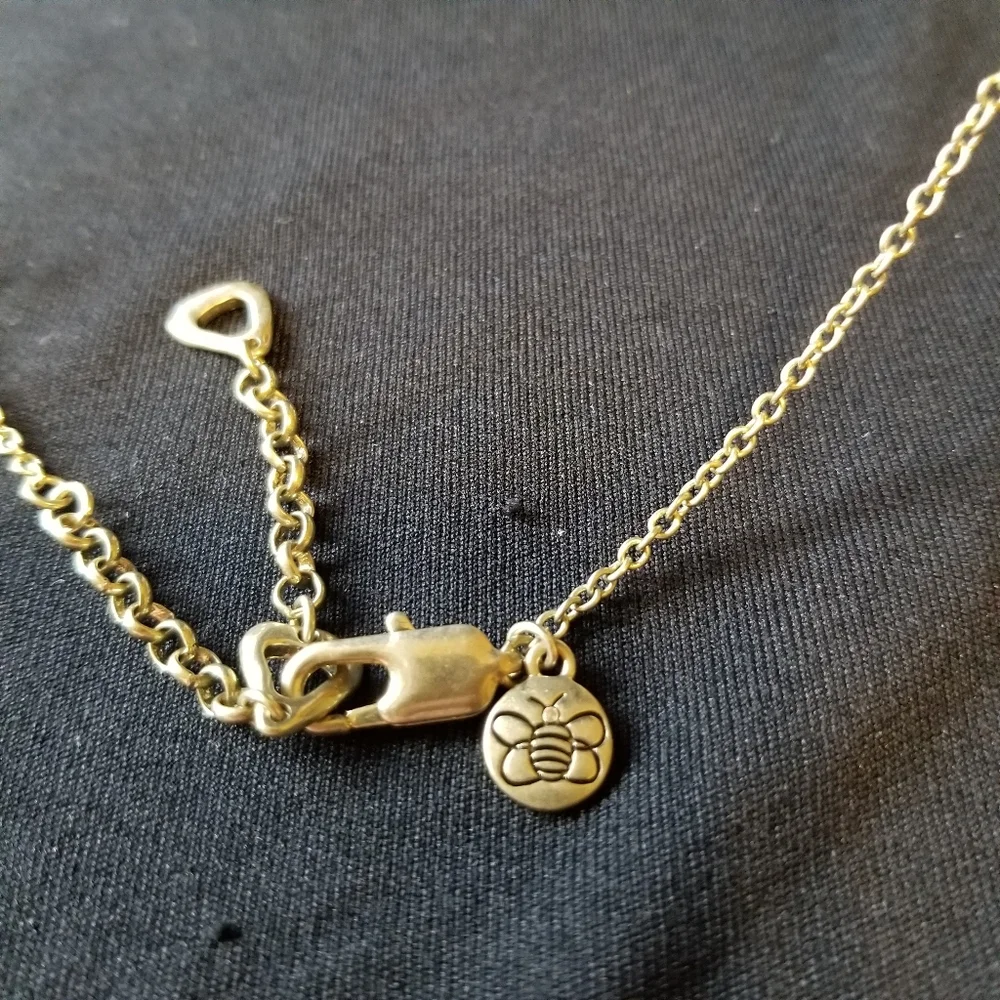 Bella Uno Y Neck Drop Gold Tone Recycled Metal Beaded Pebble Link Necklace